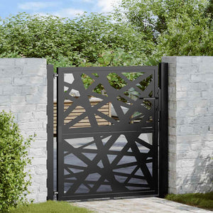 Schwarzes Gartentor 100x100 cm mit Lichtdesign