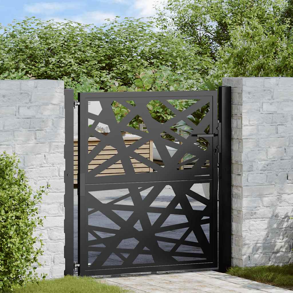 Schwarzes Gartentor 100x100 cm mit Lichtdesign