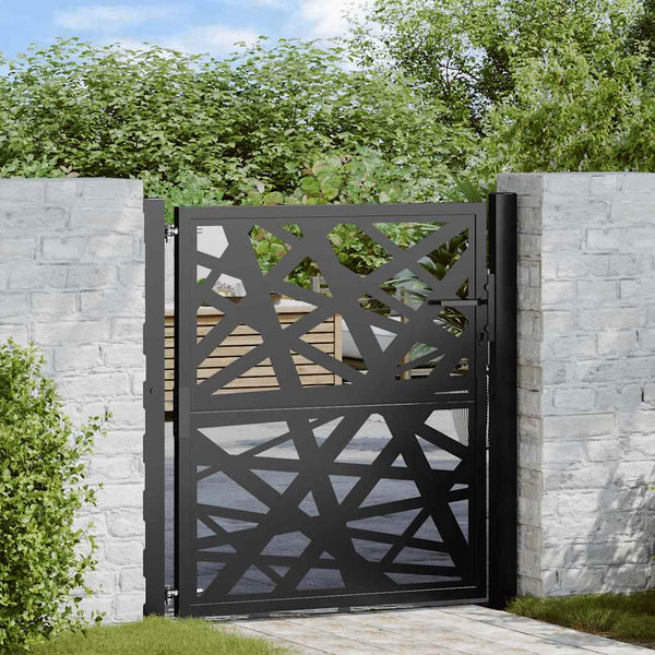 Schwarzes Gartentor 100x100 cm mit Lichtdesign