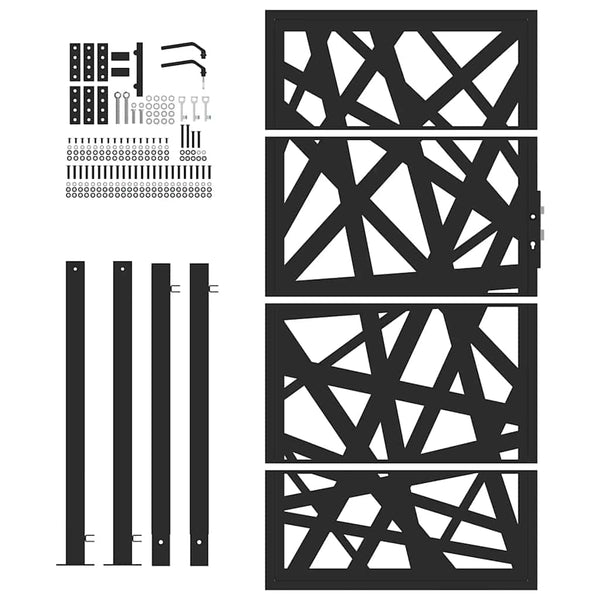 Gartentor Schwarz 100x175 cm Stahl
