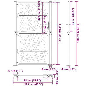 Gartentor Schwarz 100x175 cm Stahl