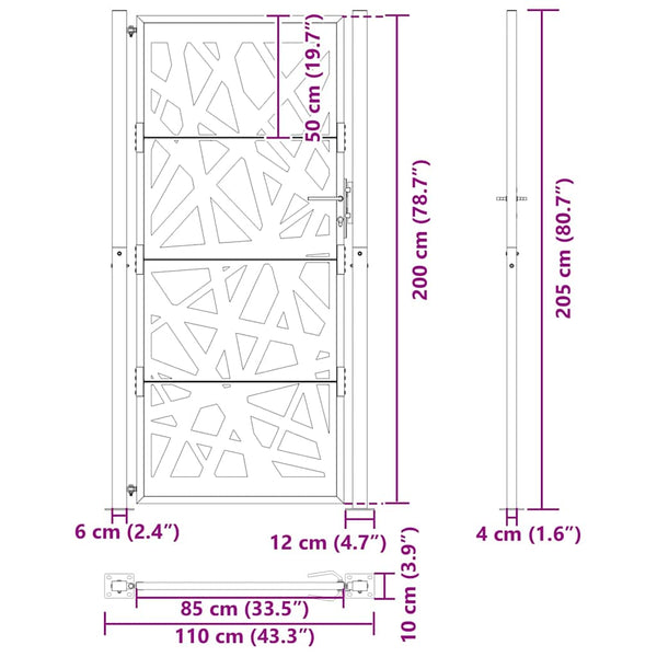 Gartentor Schwarz 100x200 cm Stahl
