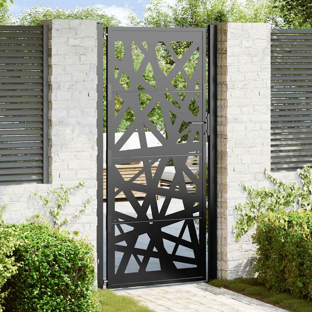 Gartentor Schwarz 100x200 cm Stahl