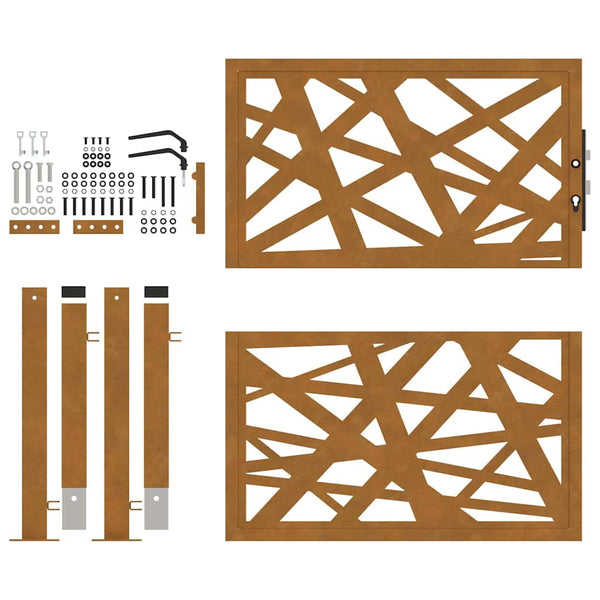 Cortenstahl Gartentor 100x100 cm, Helles Design