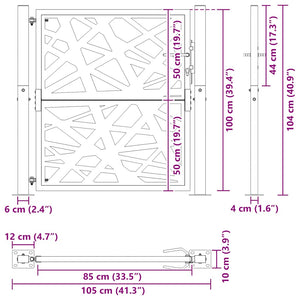 Cortenstahl Gartentor 100x100 cm, Helles Design