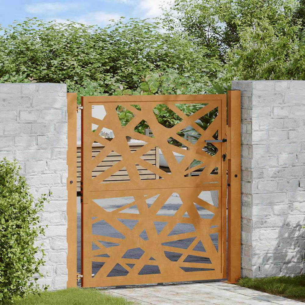 Cortenstahl Gartentor 100x100 cm, Helles Design