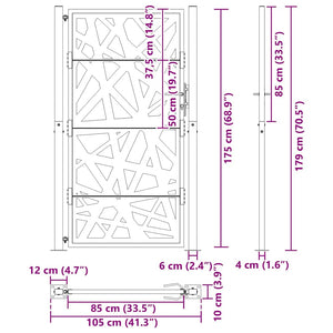 Gartentor Cortenstahl 100x175 cm Helles Design