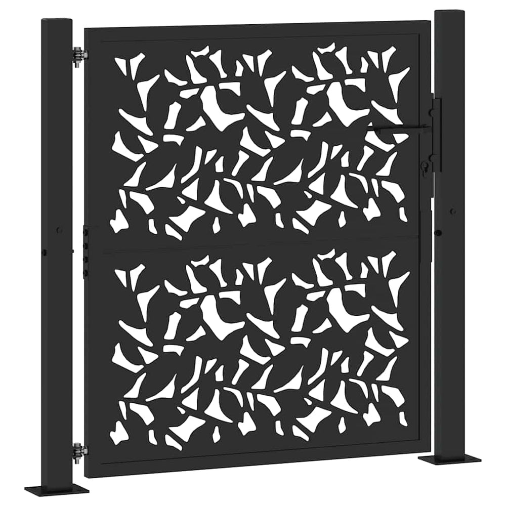 Gartentor Schwarz 100x100 cm Stahlblatt-Design