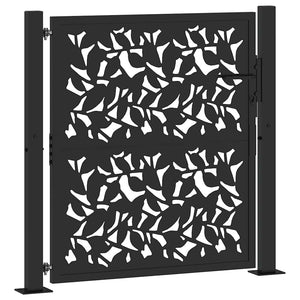 Gartentor Schwarz 100x100 cm Stahlblatt-Design