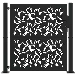 Gartentor Schwarz 100x100 cm Stahlblatt-Design