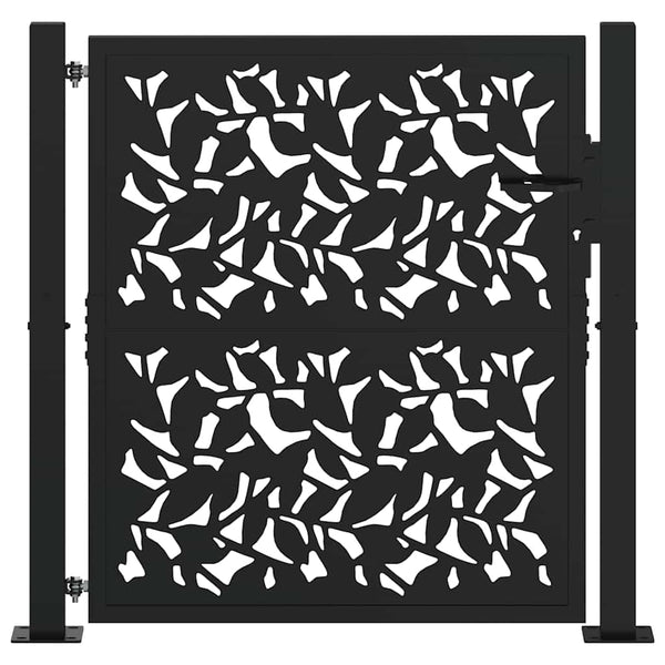 Gartentor Schwarz 100x100 cm Stahlblatt-Design