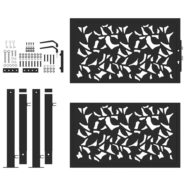 Gartentor Schwarz 100x100 cm Stahlblatt-Design
