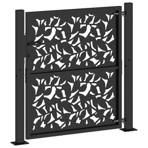 Gartentor Schwarz 100x100 cm Stahlblatt-Design
