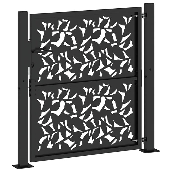 Gartentor Schwarz 100x100 cm Stahlblatt-Design