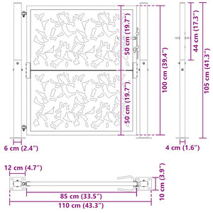 Gartentor Schwarz 100x100 cm Stahlblatt-Design