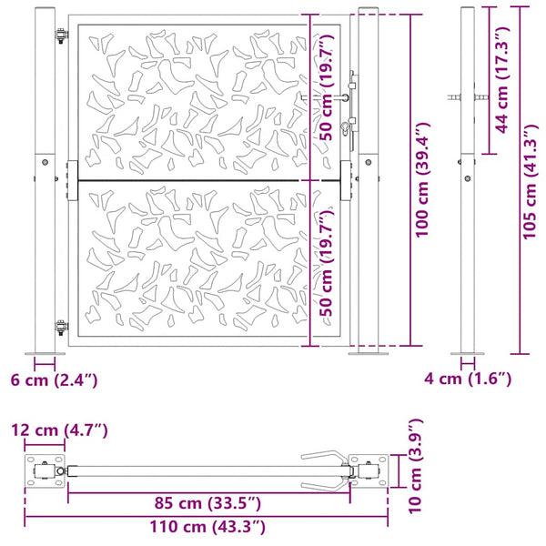 Gartentor Schwarz 100x100 cm Stahlblatt-Design