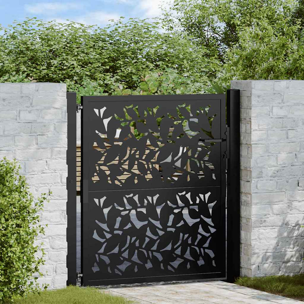 Gartentor Schwarz 100x100 cm Stahlblatt-Design