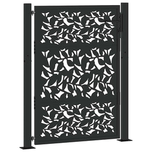 Gartentor Schwarz 100x125 cm Stahlblatt-Design