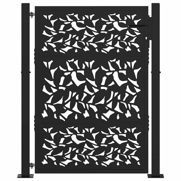 Gartentor Schwarz 100x125 cm Stahlblatt-Design