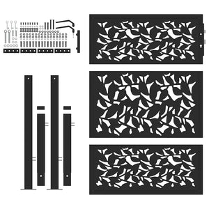 Gartentor Schwarz 100x125 cm Stahlblatt-Design