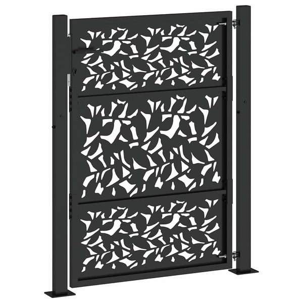 Gartentor Schwarz 100x125 cm Stahlblatt-Design