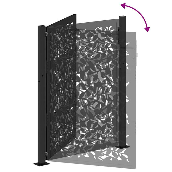 Gartentor Schwarz 100x125 cm Stahlblatt-Design