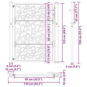 Gartentor Schwarz 100x125 cm Stahlblatt-Design