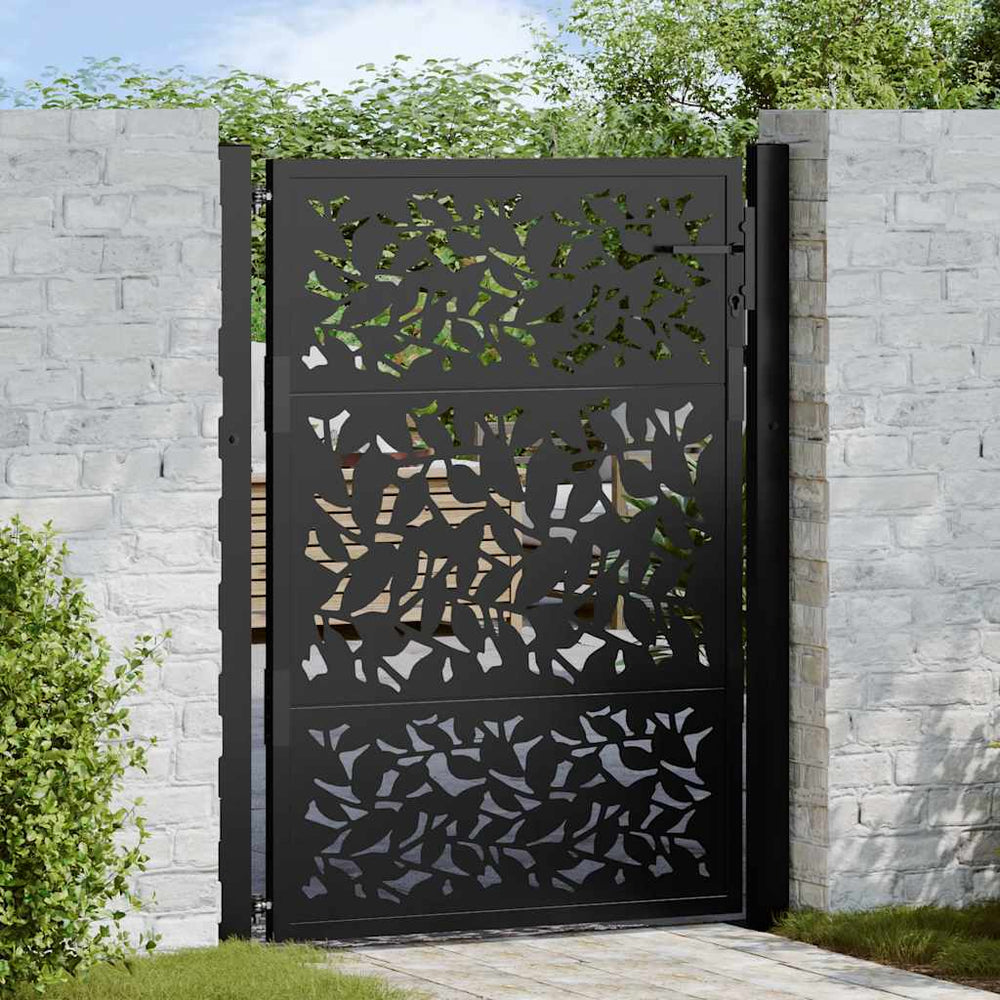 Gartentor Schwarz 100x125 cm Stahlblatt-Design