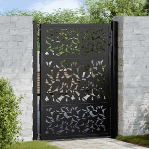 Gartentor Schwarz 100x125 cm Stahlblatt-Design