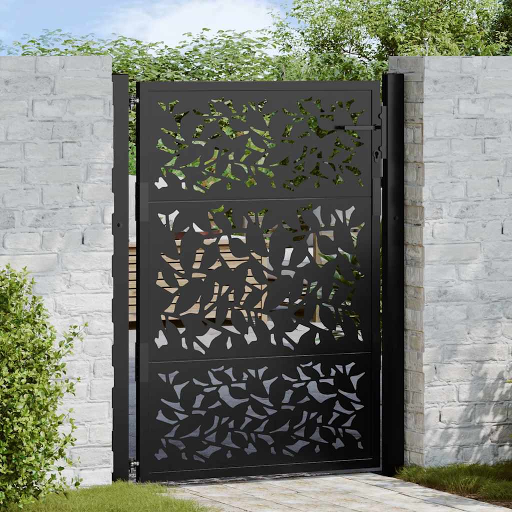 Gartentor Schwarz 100x125 cm Stahlblatt-Design