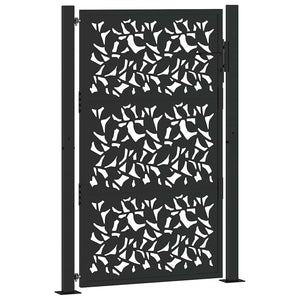 Schwarzes Gartentor 100x150 cm Stahlblatt-Design
