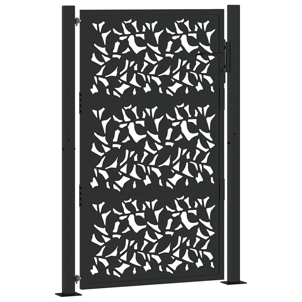 Schwarzes Gartentor 100x150 cm Stahlblatt-Design
