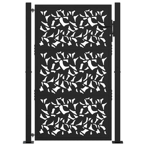 Schwarzes Gartentor 100x150 cm Stahlblatt-Design