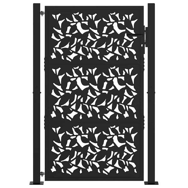 Schwarzes Gartentor 100x150 cm Stahlblatt-Design