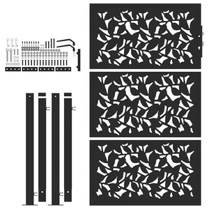 Schwarzes Gartentor 100x150 cm Stahlblatt-Design