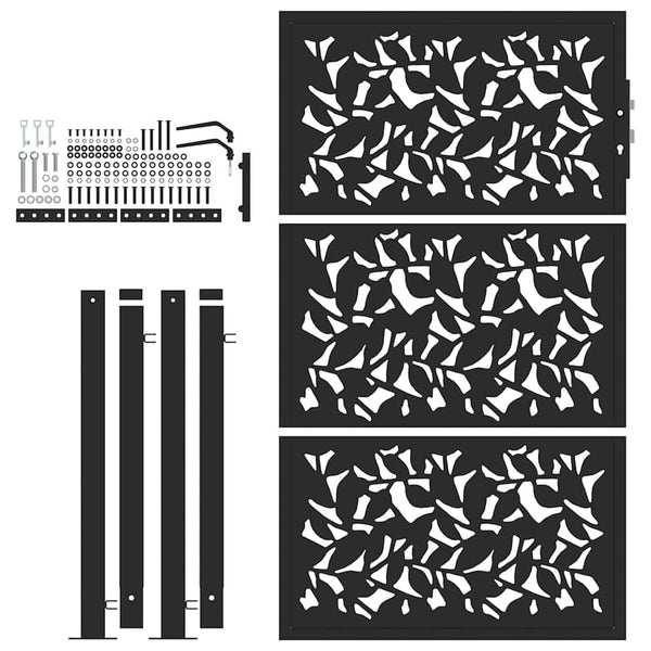 Schwarzes Gartentor 100x150 cm Stahlblatt-Design