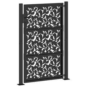 Schwarzes Gartentor 100x150 cm Stahlblatt-Design