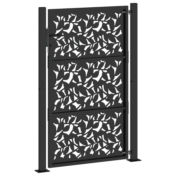 Schwarzes Gartentor 100x150 cm Stahlblatt-Design