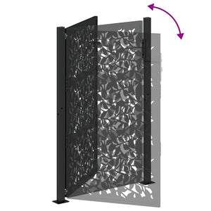 Schwarzes Gartentor 100x150 cm Stahlblatt-Design