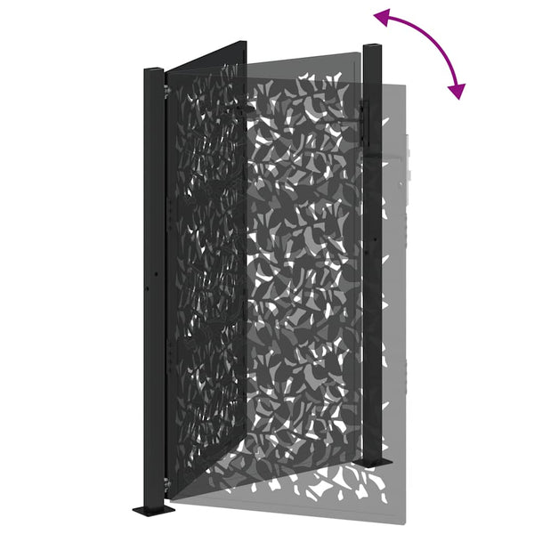 Schwarzes Gartentor 100x150 cm Stahlblatt-Design