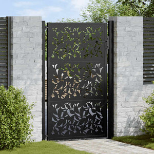 Schwarzes Gartentor 100x150 cm Stahlblatt-Design