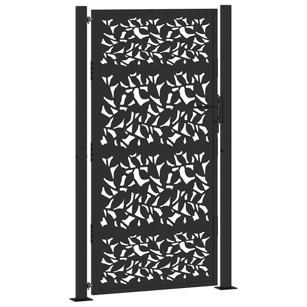 Schwarzes Gartentor 100x175 cm Stahlblatt-Design