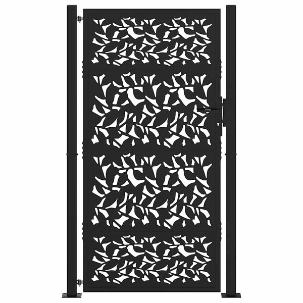 Schwarzes Gartentor 100x175 cm Stahlblatt-Design