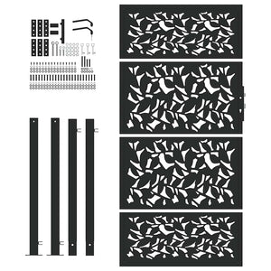 Schwarzes Gartentor 100x175 cm Stahlblatt-Design
