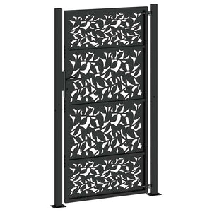 Schwarzes Gartentor 100x175 cm Stahlblatt-Design