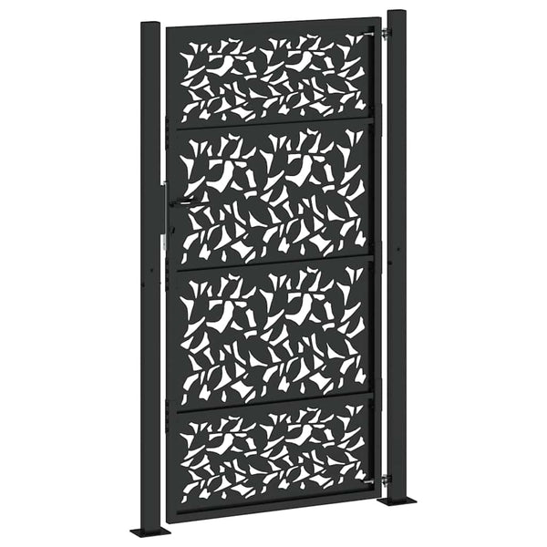 Schwarzes Gartentor 100x175 cm Stahlblatt-Design