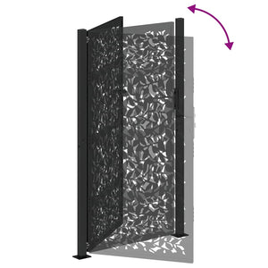 Schwarzes Gartentor 100x175 cm Stahlblatt-Design
