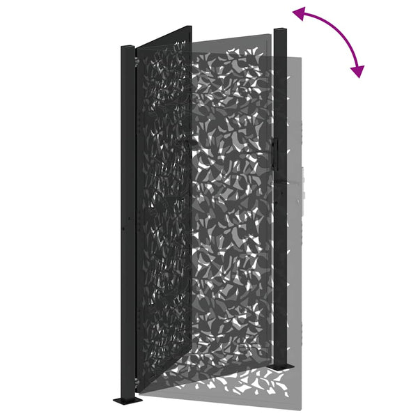 Schwarzes Gartentor 100x175 cm Stahlblatt-Design