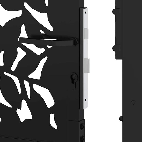 Schwarzes Gartentor 100x175 cm Stahlblatt-Design