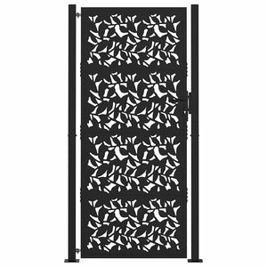 Schwarzes Gartentor 100x200 cm Stahlblatt-Design